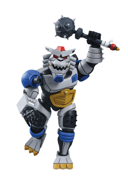 Robo Rahzar TMNT 1987 7-Inch Figure — Articulation Pose Overhead Mace Swing White Background