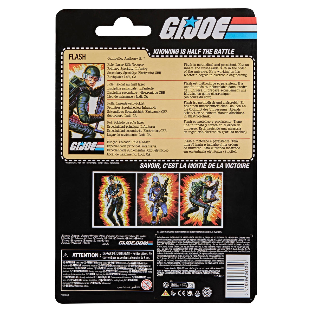 Flash G.I. Joe Classified Retro Collection 6-Inch Figure — Card Back with Original Filecard Bio and Character Art