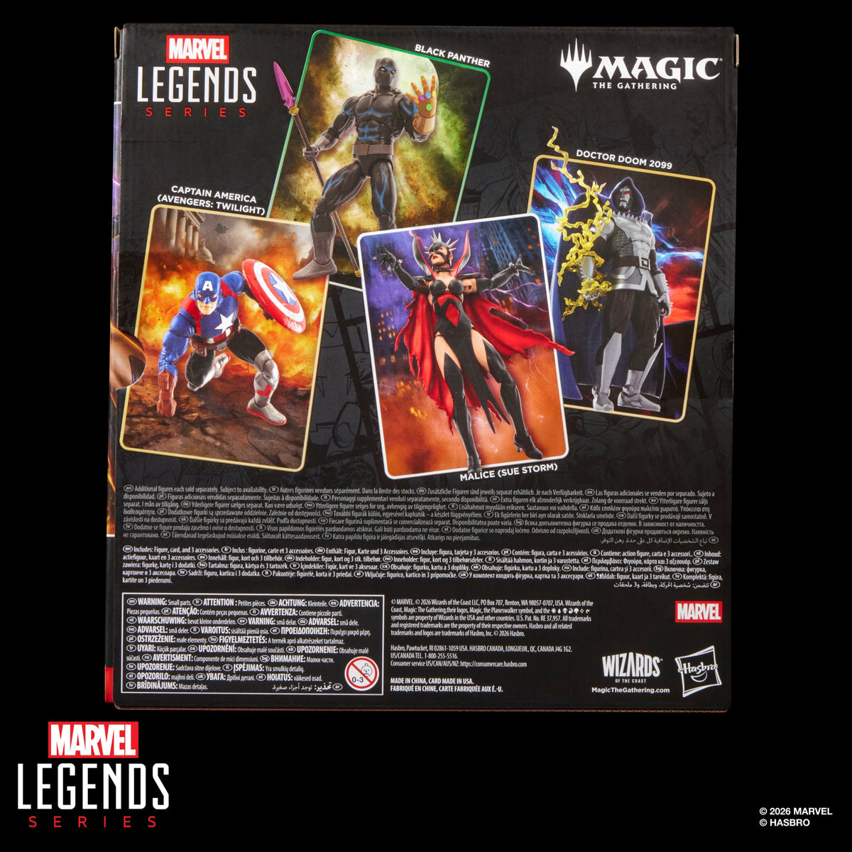 Malice Sue Storm Marvel Legends 6-Inch Figure — Box Back Showing Wave Figures