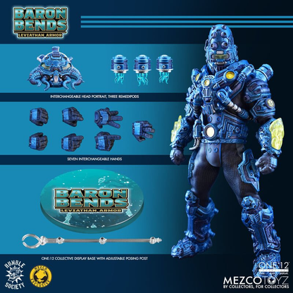 Baron Bends (Leviathan Armor) Rumble Society One:12 Collective 6-Inch — Contents Display with Interchangeable Heads, Hands, Remedipods, and Display Base
