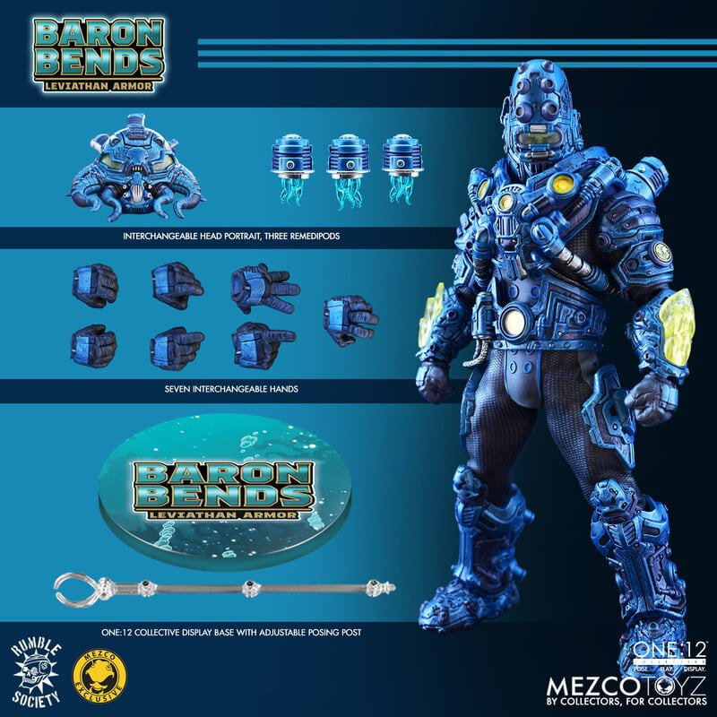 Baron Bends (Leviathan Armor) Rumble Society One:12 Collective 6-Inch — Contents Display with Interchangeable Heads, Hands, Remedipods, and Display Base