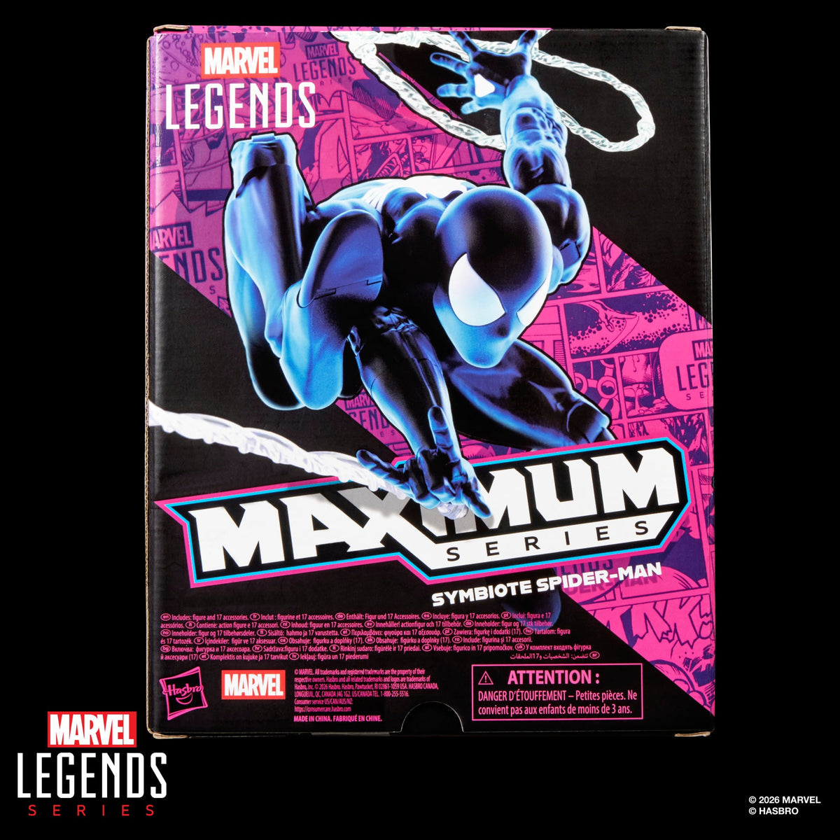Symbiote Spider-Man Marvel Legends Maximum Series — Box Back Art