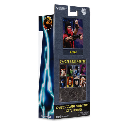 Ermac Mortal Kombat Klassic 7-Inch Figure — Box Back showing Choose Your Fighter character select screen and 22 articulation points callout