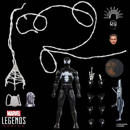 Symbiote Spider-Man Marvel Legends Maximum 6-Inch — Full Accessories Included Display on Black Background