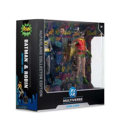 Batman & Robin Batman (1966) DC Multiverse McFarlane Collector Edition 7-Inch Two-Pack — Angled Front View with Figures Visible Through Window Box