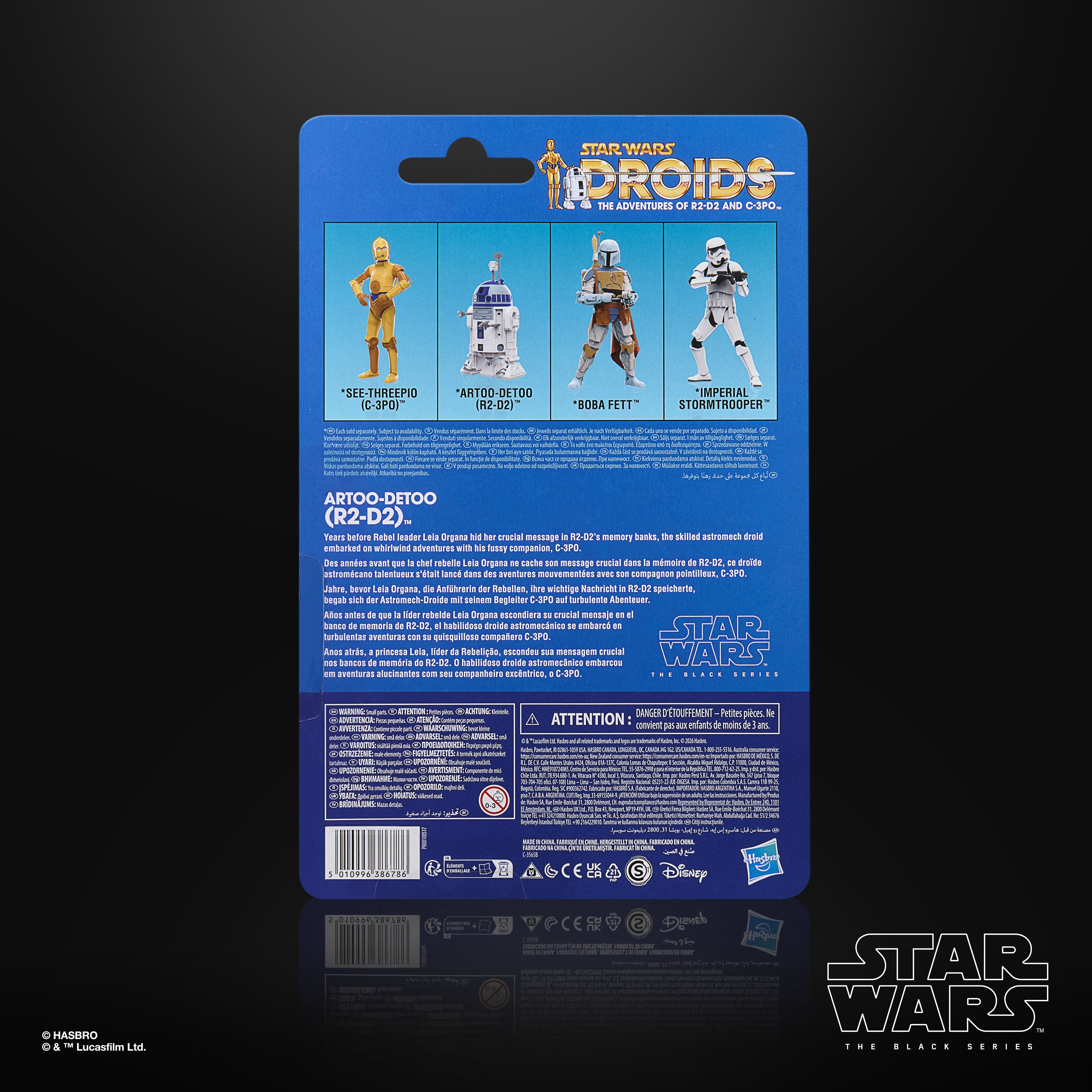 R2-D2 Droids Black Series 6-Inch Figure — Card Back with Wave Lineup and Character Bio