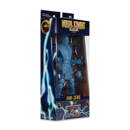 Sub-Zero (Ice Clone) Mortal Kombat Klassic 7-Inch — Side View Angled Package with Lightning Box Art