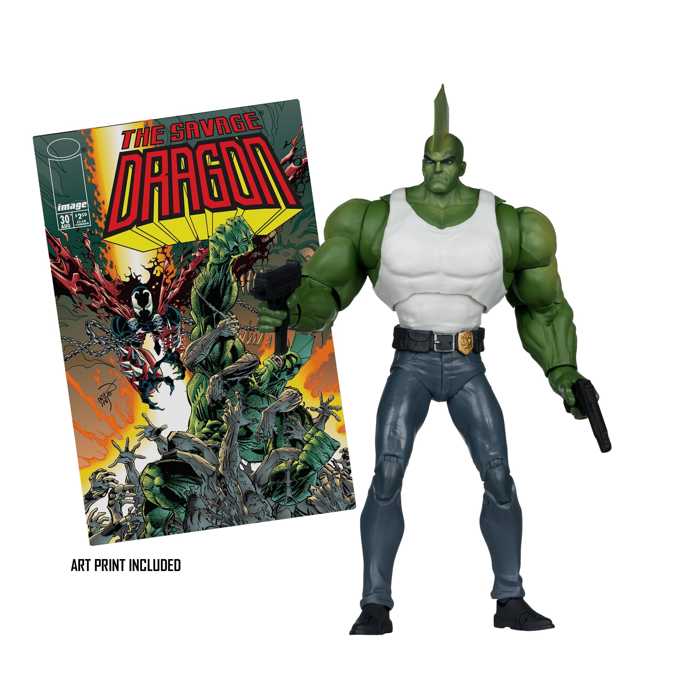 Savage Dragon McFarlane Elite Edition Image Comics Founders Series 7-Inch — Accessories Included with Comic Art Print