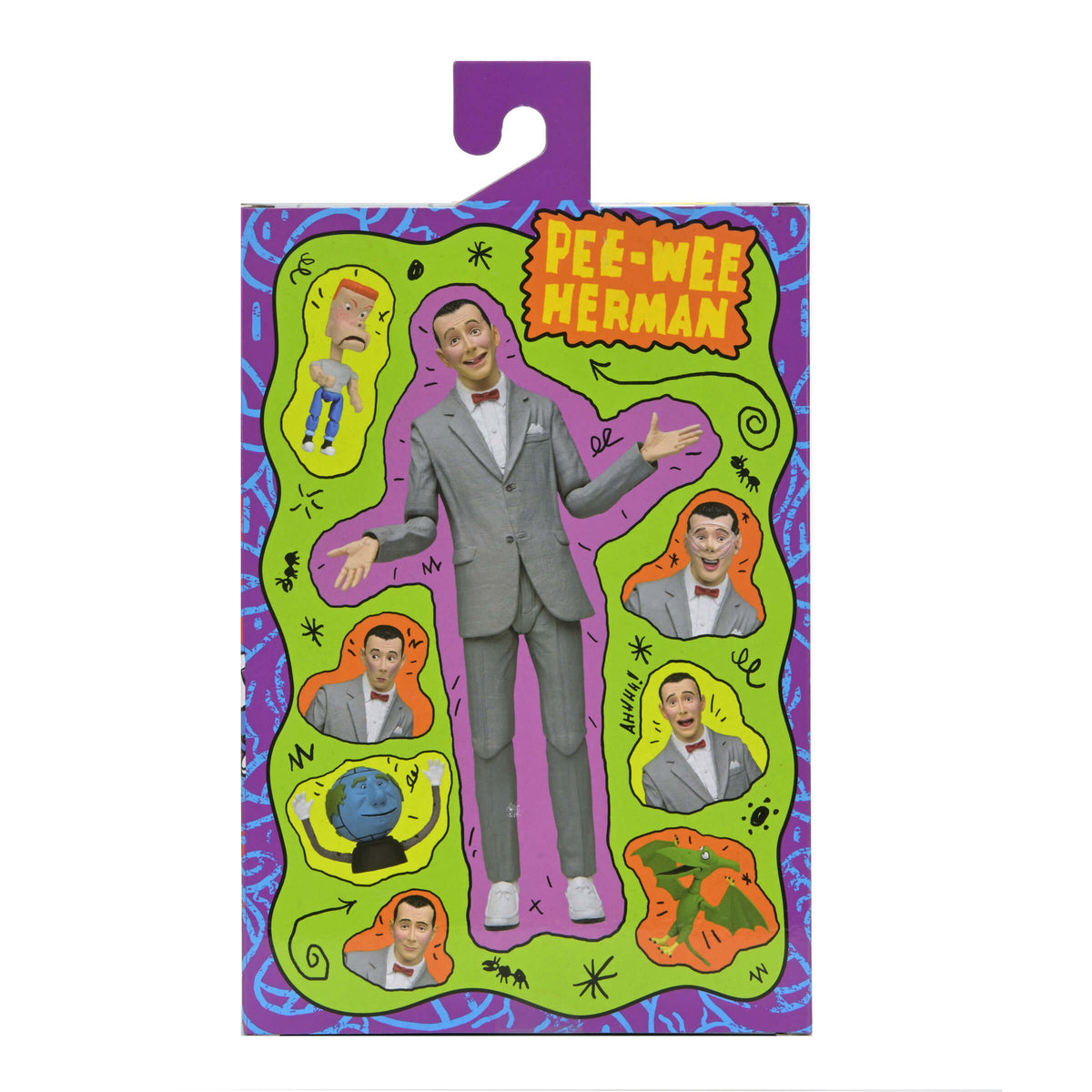 Pee-Wee Herman NECA Ultimate Pee-Wee and Pals Window Box — Box Back Art Close-Up Showing All Figures and Heads