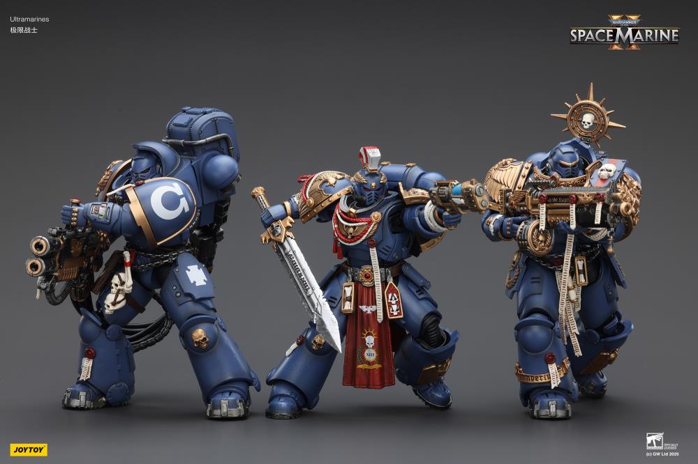 Ultramarines Heavy Artificer Armor Space Marine 2 JoyToy 1/18 — Two-Figure Display with Lieutenant Titus Dramatic Pose