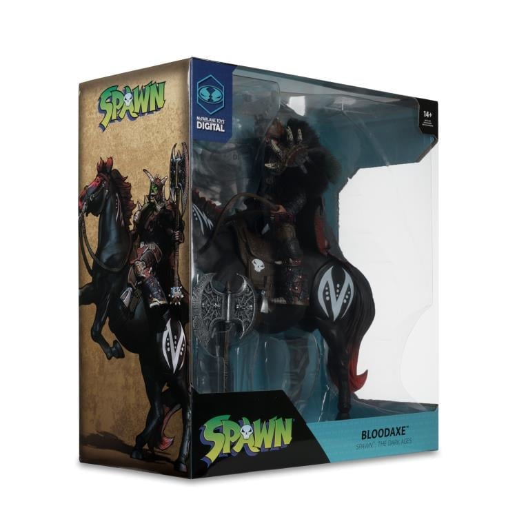 Spawn Bloodaxe Dark Ages Two-Pack — Box Side View with Comic Art Panel