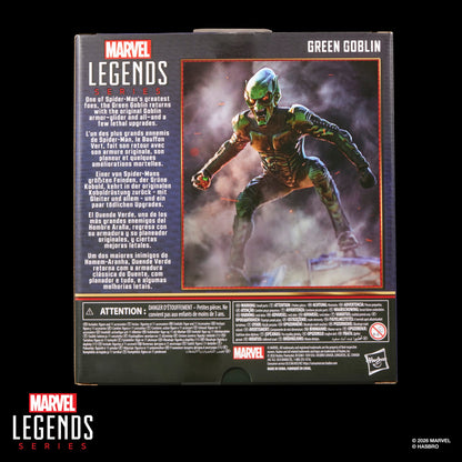 Green Goblin Marvel Legends 6-Inch — Package Back View with Character Art and Details