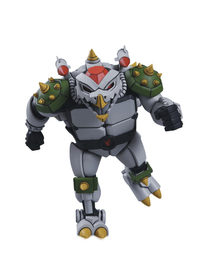Robo Tokka TMNT 1987 7-Inch Figure — Low Angle View White Background Showing Full Articulation