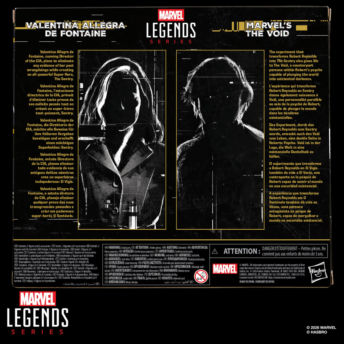 Valentina Allegra de Fontaine & The Void Thunderbolts Marvel Legends Two-Pack — Box Back with Character Bios