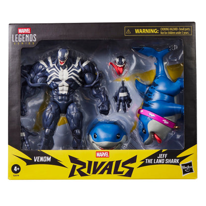 Venom and Jeff the Land Shark Marvel Legends Two-Pack — Box Front View with Full Contents Visible