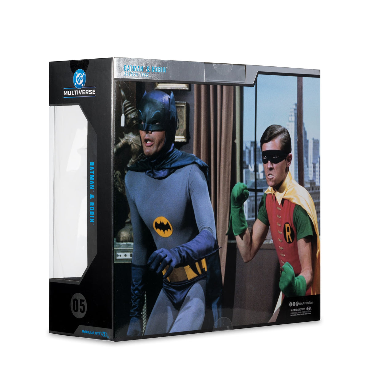 Batman & Robin Batman (1966) DC Multiverse McFarlane Collector Edition 7-Inch Two-Pack — Back View with Classic TV Series Photo Box Art
