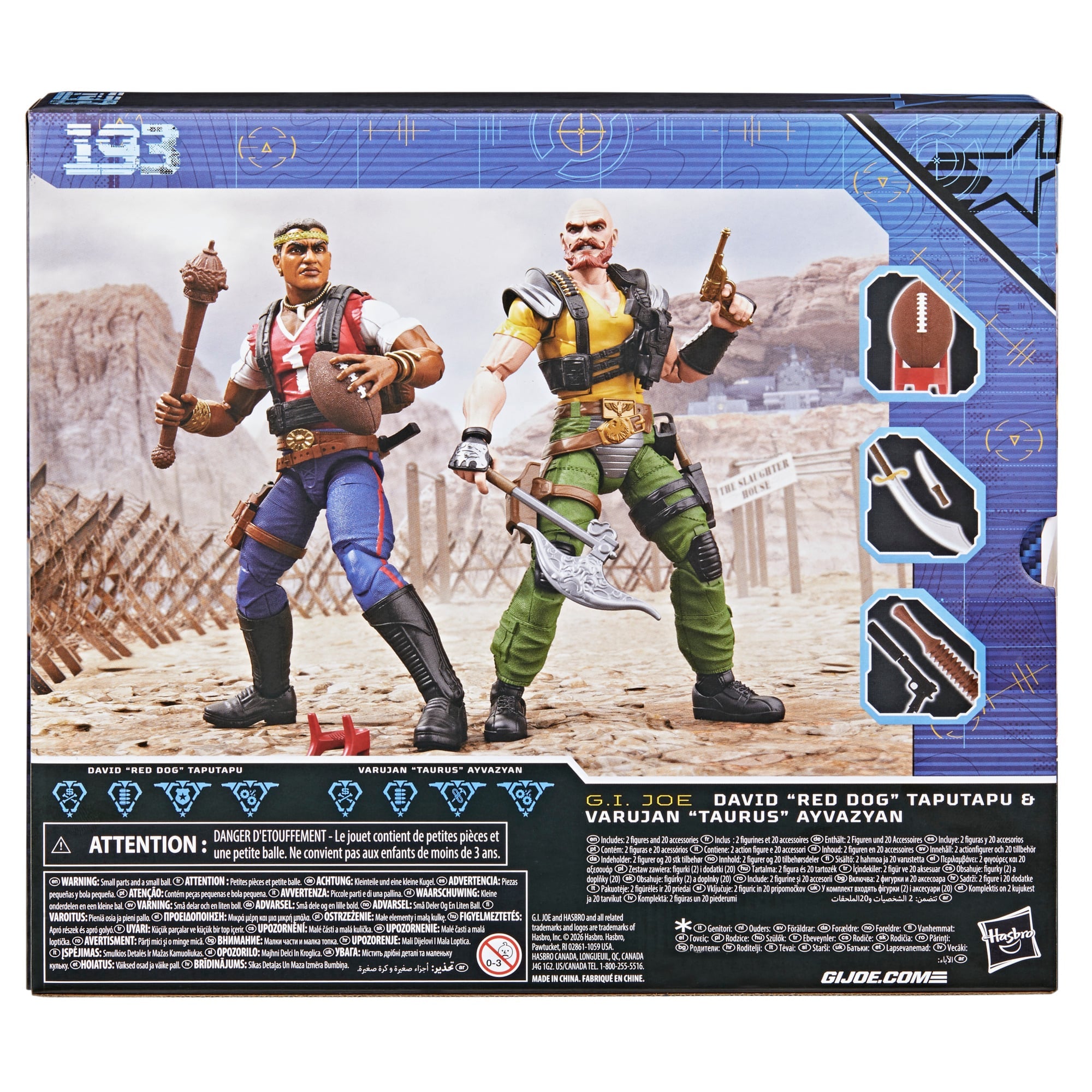 Red Dog & Taurus G.I. Joe Classified Series 6-Inch Two-Pack — Back View with Articulation Pose and Accessory Callouts