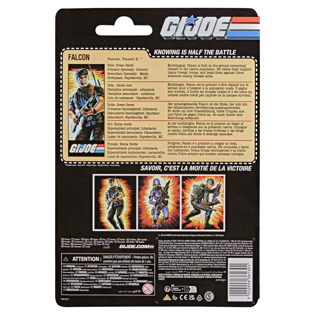 Falcon G.I. Joe Classified Retro Collection 6-Inch Figure — Card Back Showing Filecard and Character Bio