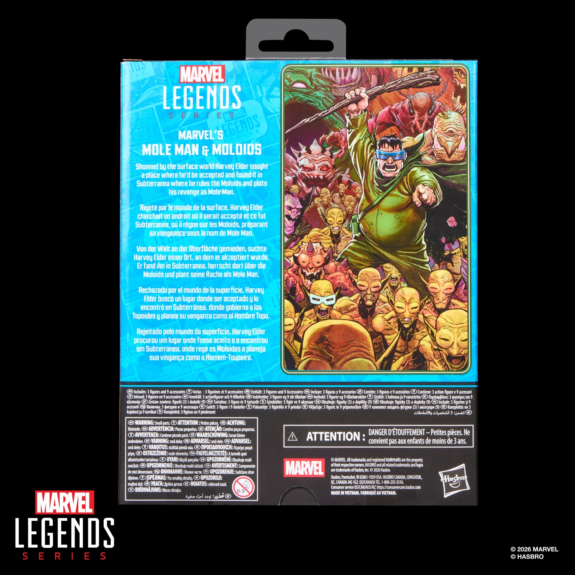 Mole Man & Moloids Marvel Legends Fantastic Four — Package Back with Character Bio and Contents