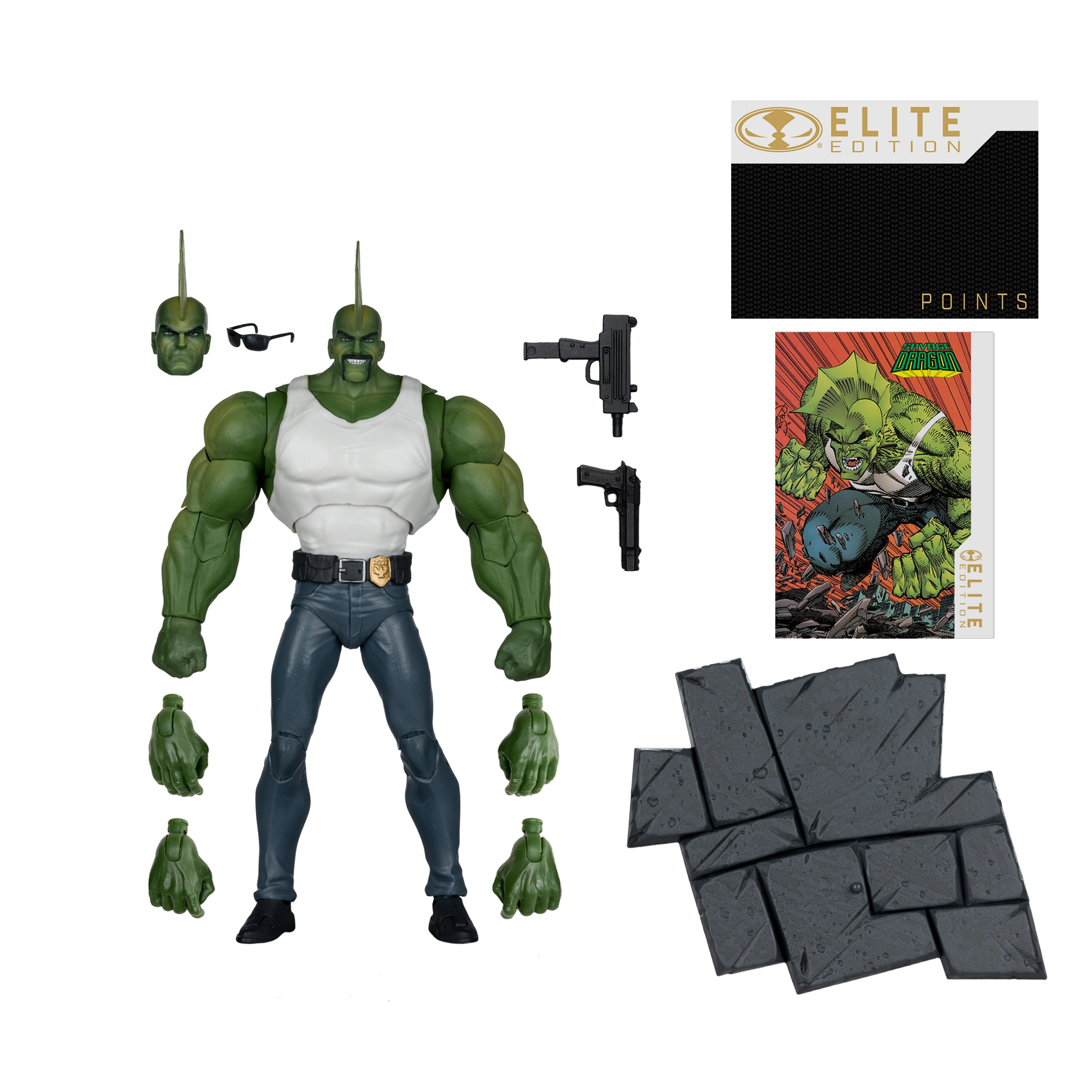 Savage Dragon McFarlane Elite Edition Image Comics Founders Series 7-Inch — Contents Display with All Accessories