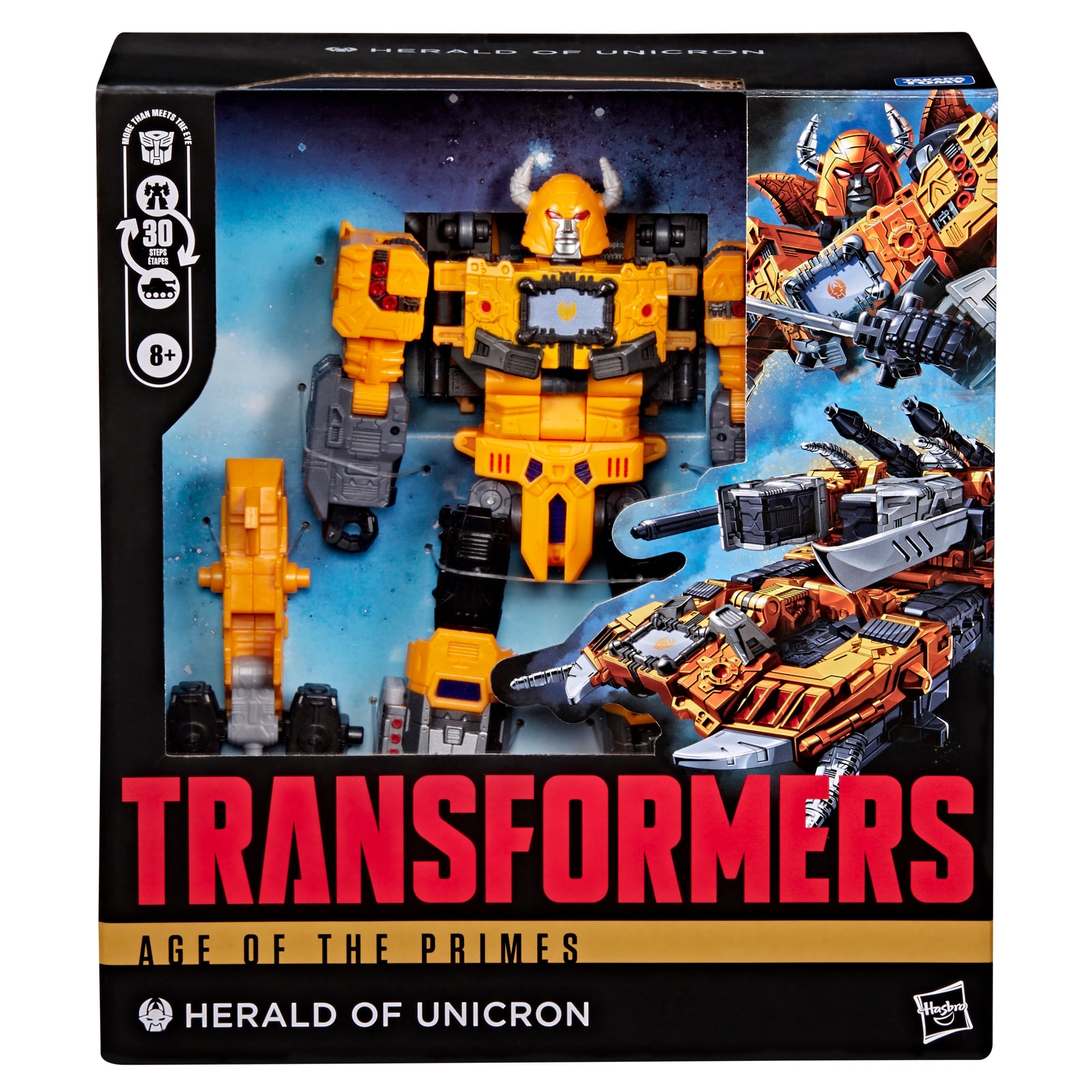 Herald of Unicron Age of the Primes Leader Class Figure — Package Detail Showing Figure Through Window