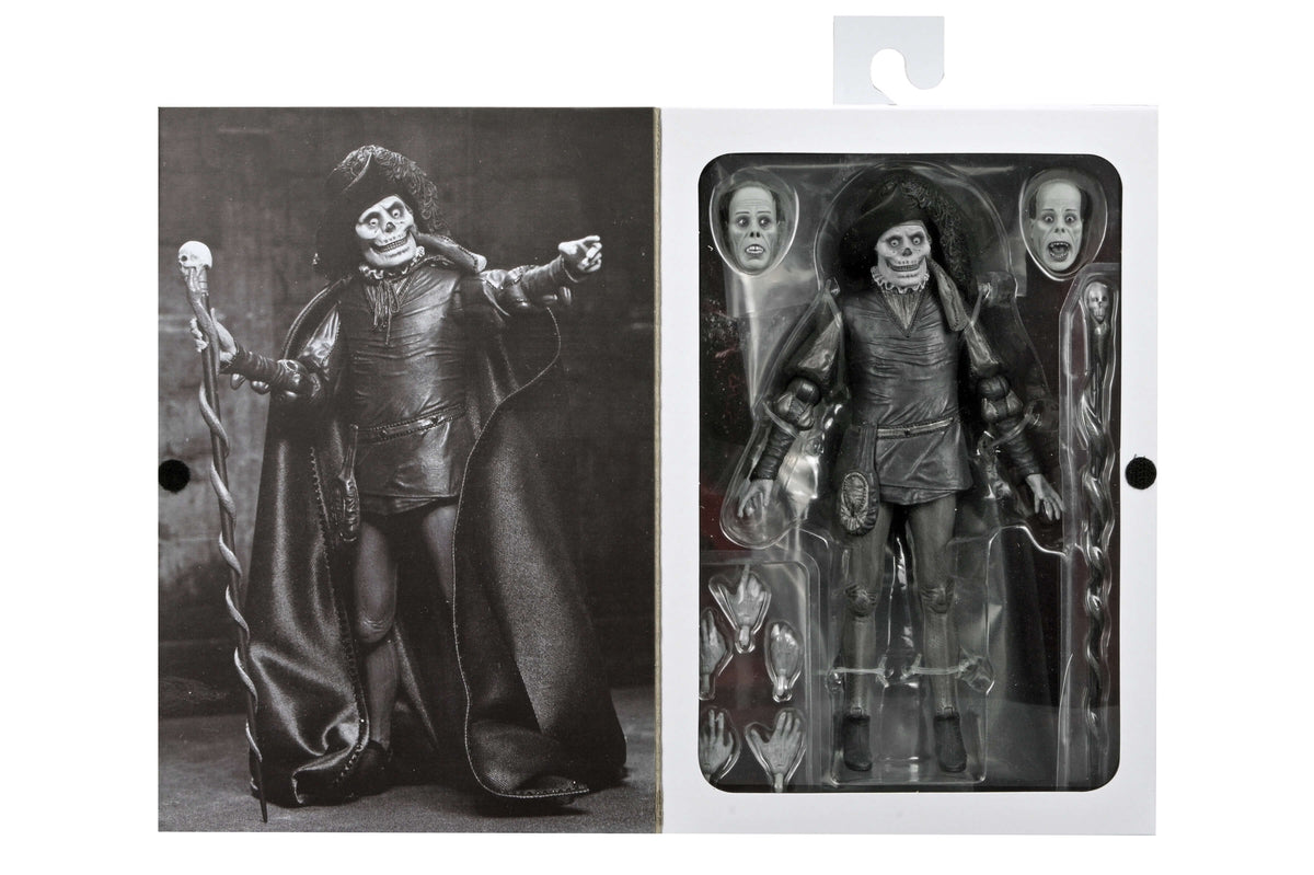 Phantom of the Opera Ultimate Masque of the Red Death Black & White 7-Inch Action Figure — Contents Display with Figure, Interchangeable Heads, and Accessories in Open Package
