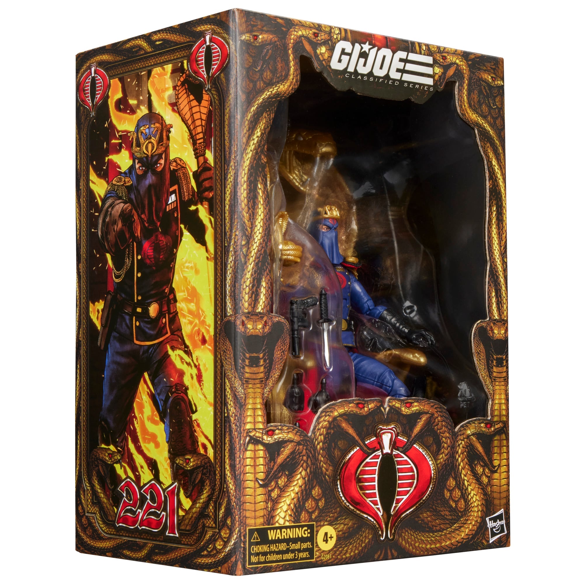 Cobra Commander Classified Series 6-Inch Figure — Box Back with Multilingual Text and Cobra Commander Title Art