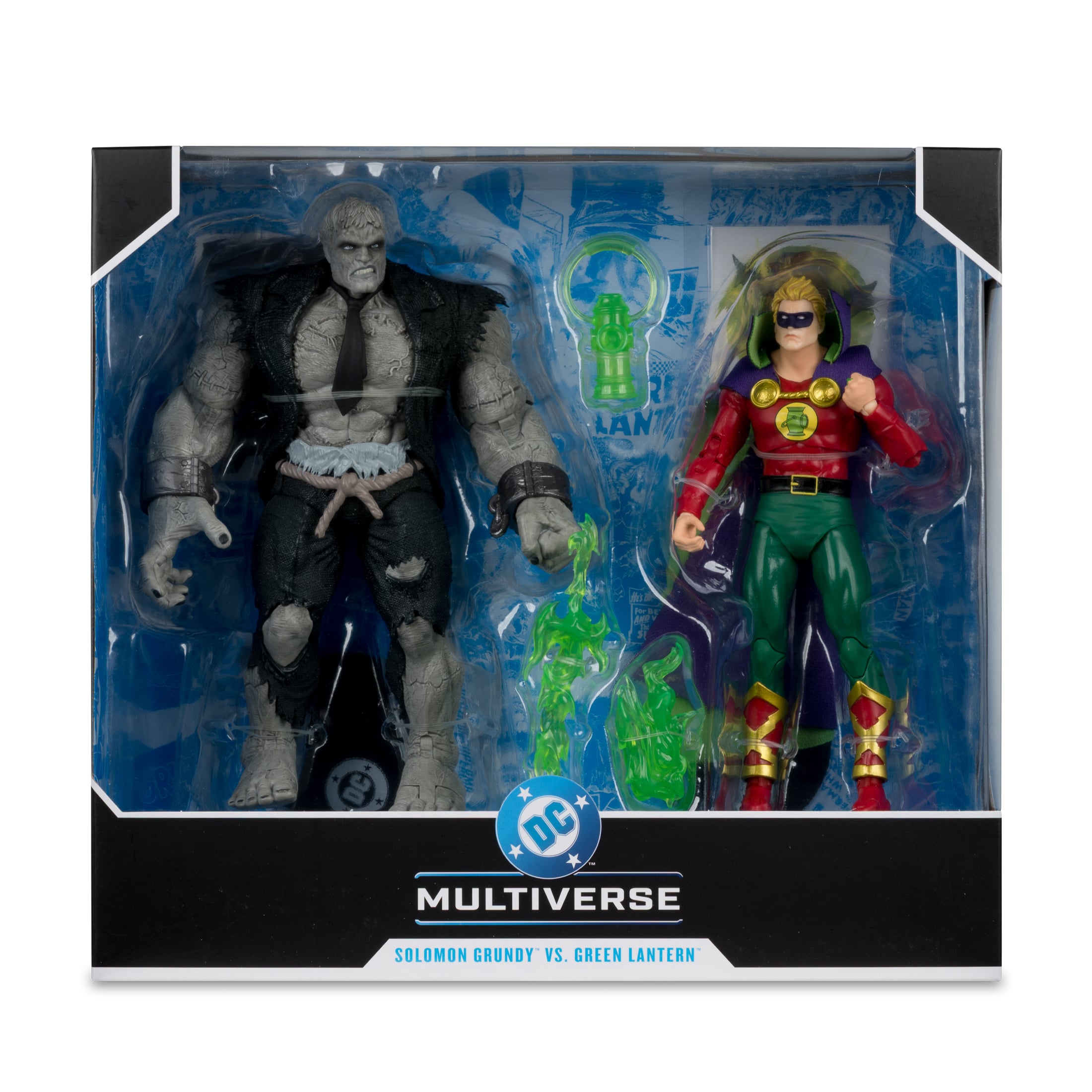 Solomon Grundy vs. Green Lantern JSA DC Multiverse 7-Inch Two-Pack — Bubble Detail Front View in Package
