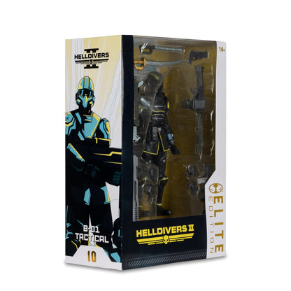 B-01 Tactical Helldiver Helldivers 2 McFarlane Elite Edition 7 Inch — Side View Showing B-01 Tactical Character Art and Box Numbering