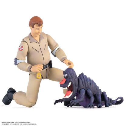 Ray Stantz Real Ghostbusters 1/12 Scale Figure — Articulation Pose Kneeling with Drool Goblin
