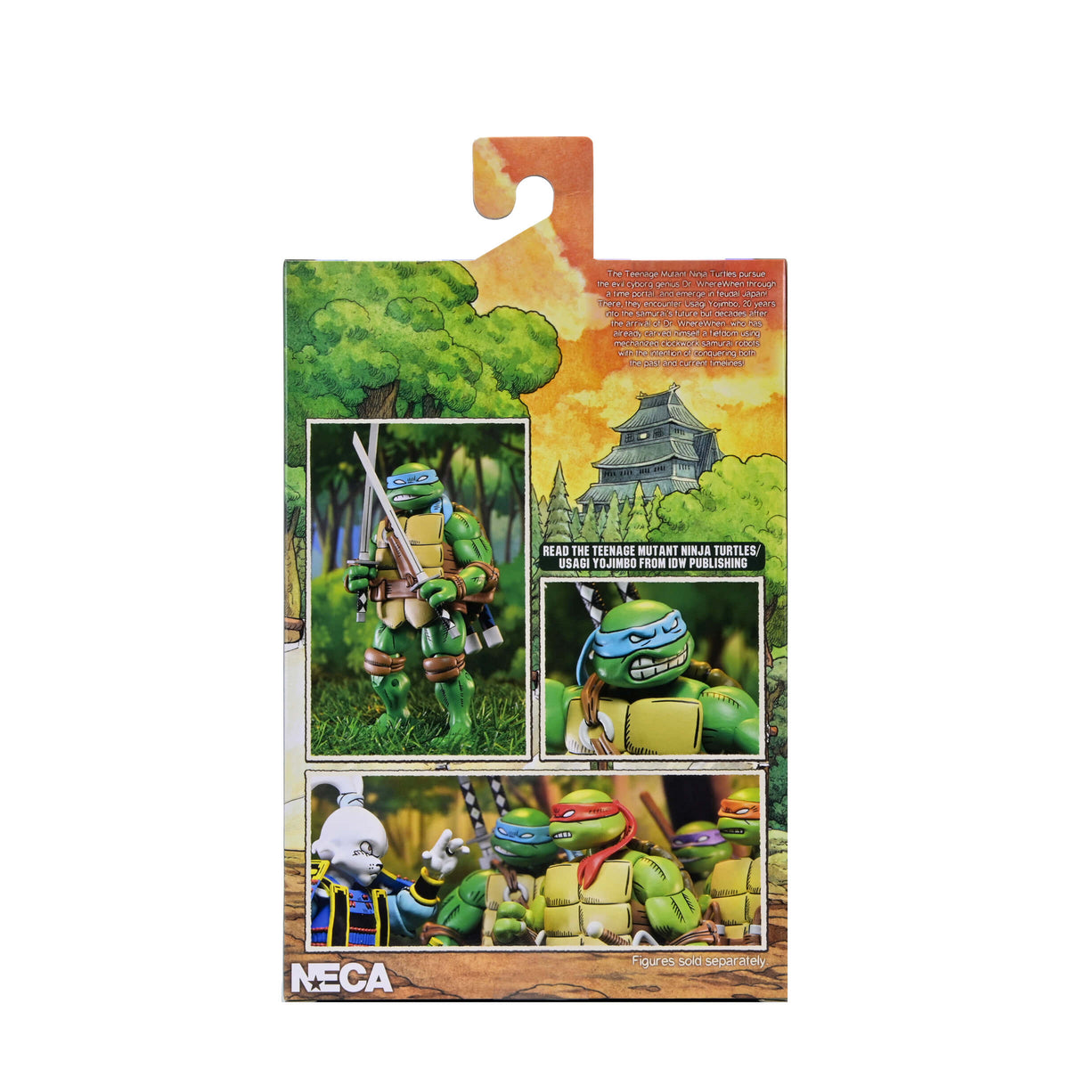 Leonardo TMNT x Usagi Yojimbo NECA 7-Inch Figure — Box Back with Story Art and Figure Photos