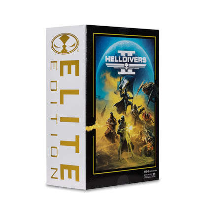 B-01 Tactical Helldiver Helldivers 2 McFarlane Elite Edition 7 Inch — Package Detail Showing Back Box Art with Helldivers 2 Key Art and Elite Edition Branding
