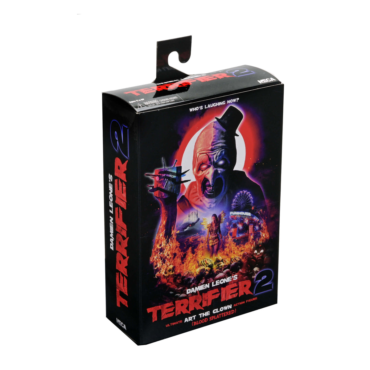 Art the Clown Terrifier 2 Ultimate 7-Inch Figure — Box Art Close-Up Three-Quarter Angle