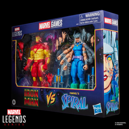Iron Man & Marvel's Spiral Marvel Legends Gamerverse 6-Inch Two-Pack — Side View Showing Spiral Comic Art Panel on Box
