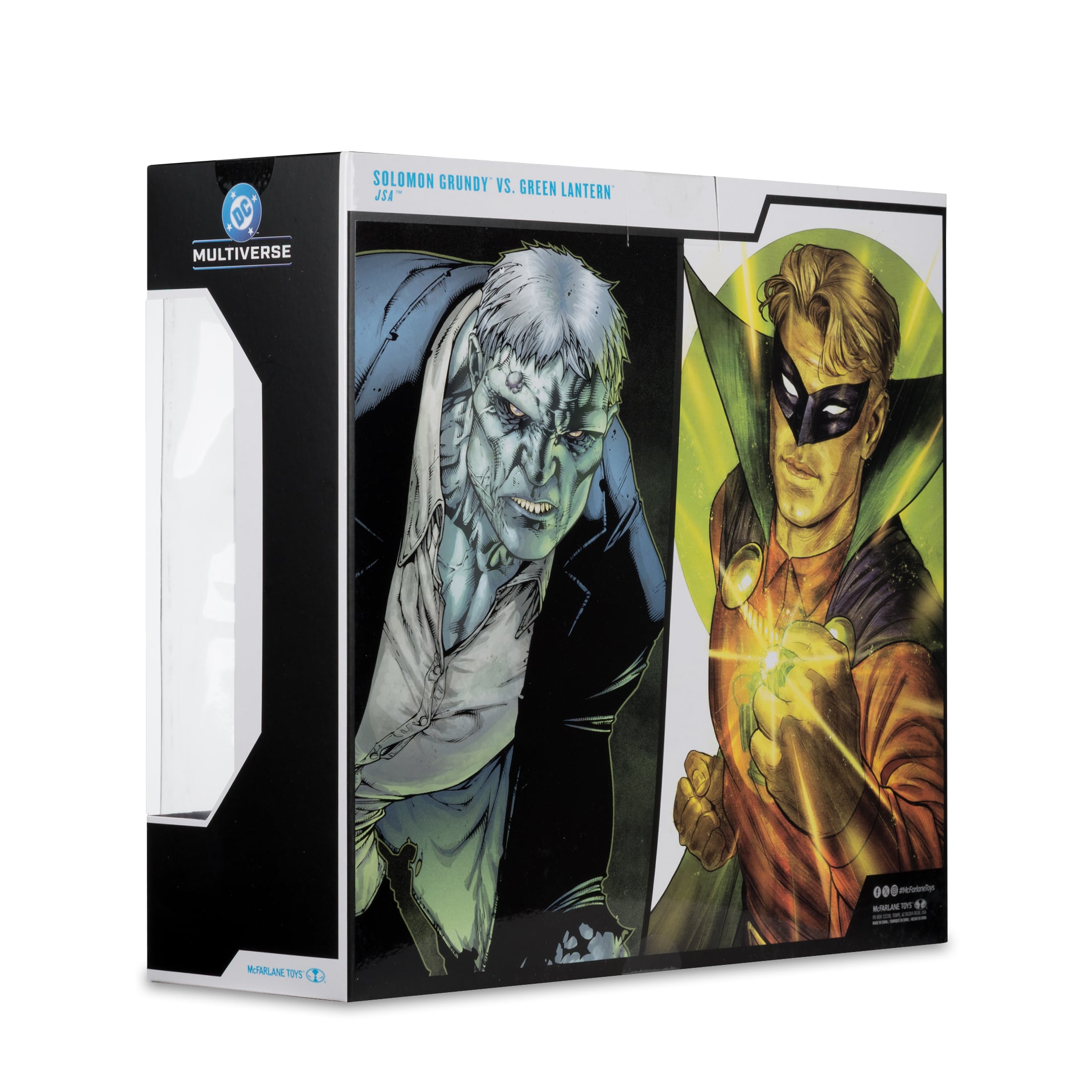 Solomon Grundy vs. Green Lantern JSA DC Multiverse 7-Inch Two-Pack — Box Art Close-Up Showing Comic Illustration