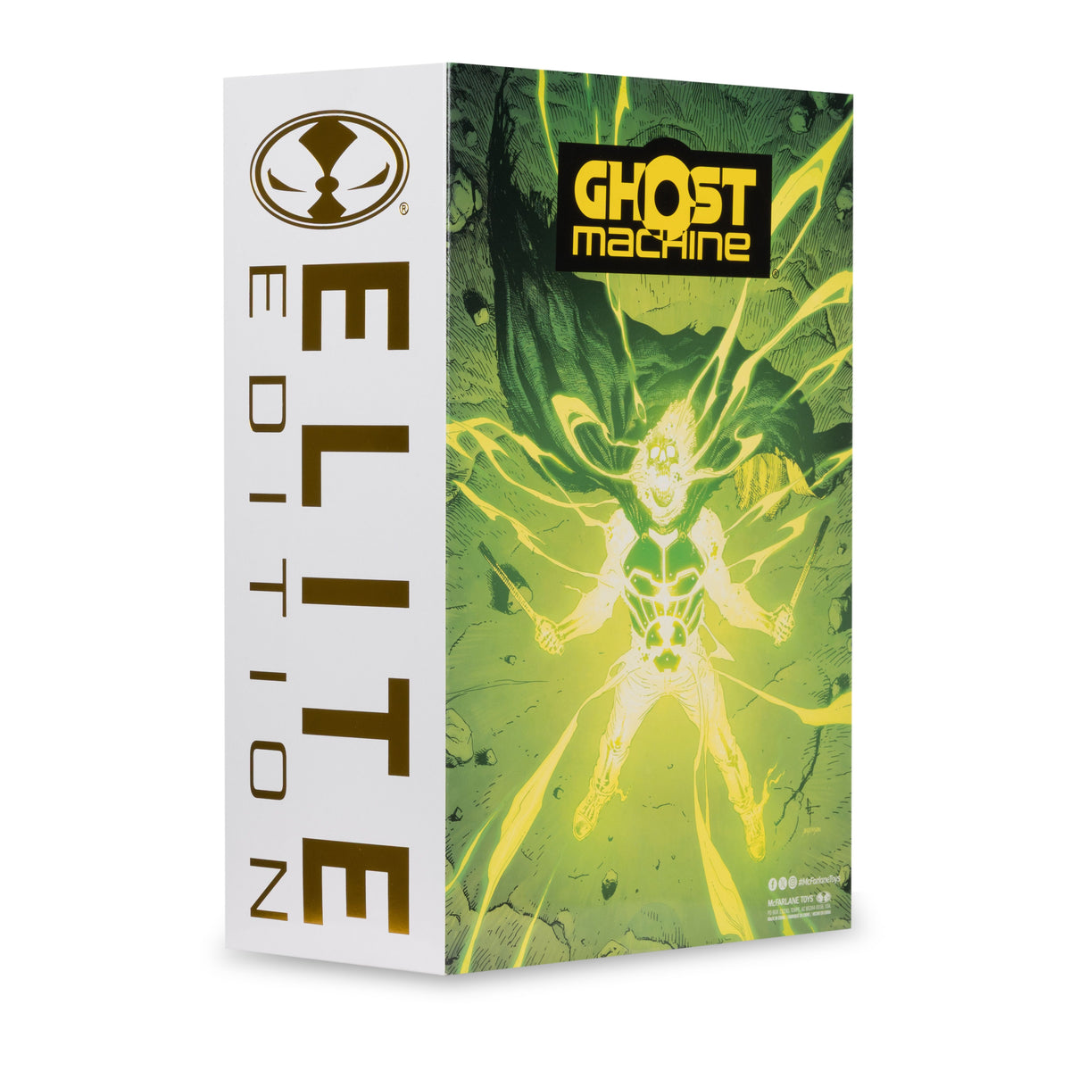 Geiger McFarlane Elite Edition 7-Inch Action Figure — Box Art Close-Up with Glowing Comic Illustration on Back Panel