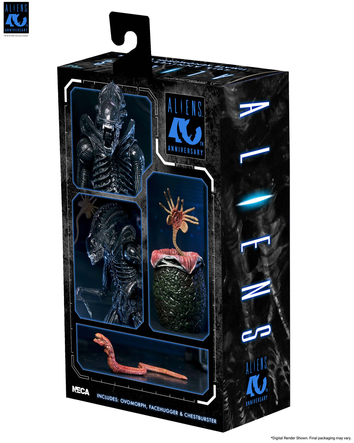 Aliens 40th Anniversary Ultimate Xenomorph Warrior NECA — Package Back View Contents Display