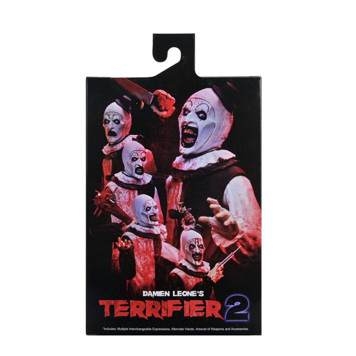 Art the Clown Terrifier 2 Ultimate 7-Inch Figure — Box Back Showing Alternate Expressions and Accessories