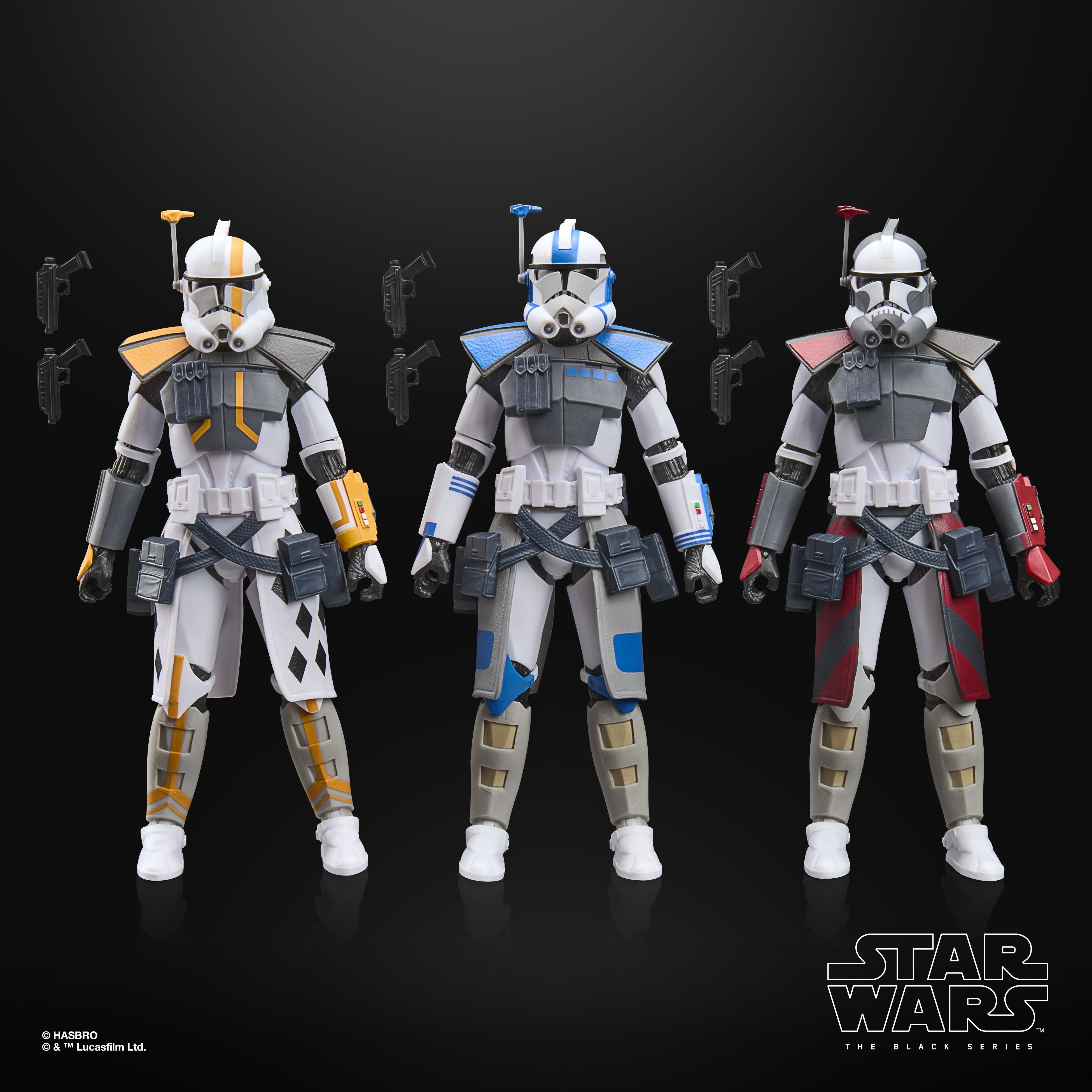 ARC Trooper Battle Pack Star Wars The Black Series 6-Inch — Contents Display with All Three Figures and Accessories Shown