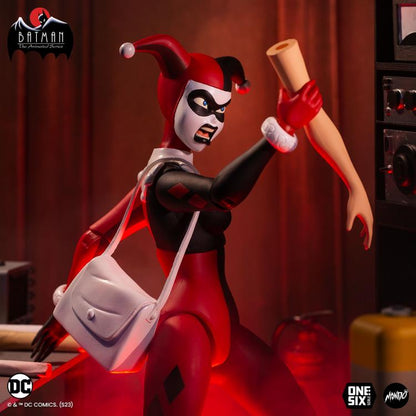 Harley Quinn Batman Animated Series 1/6 Scale Figure — Mannequin Arm Pose with Purse in Red-Lit Scene