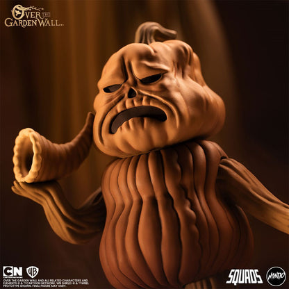Over the Garden Wall Man Pumpkin Mondo Figure — Side View Holding Corn