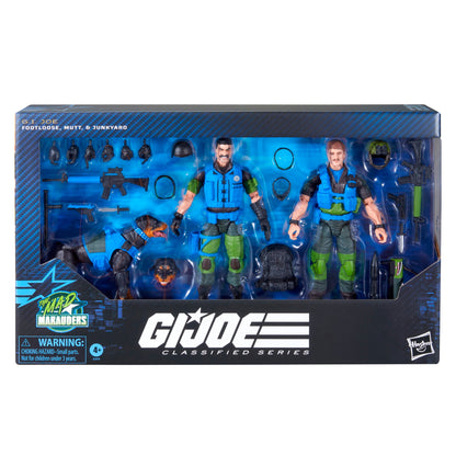 Footloose, Mutt & Junkyard G.I. Joe Classified Series #220 6-Inch Three-Pack — Bubble Detail Showing Figures and Accessories Sealed in Package