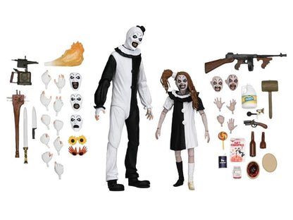 Art the Clown & Little Pale Girl Terrifier 2 NECA Ultimate 7-Inch — Full Accessories Display Contents