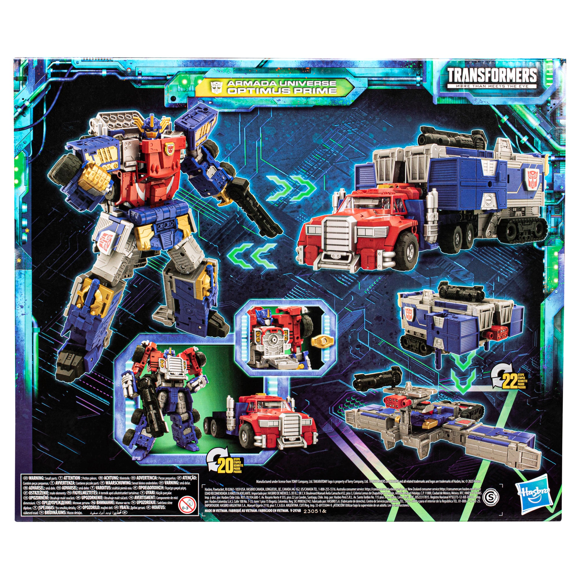 Armada Universe Optimus Prime Transformers Legacy Evolution Commander — Package Back with All Modes Shown