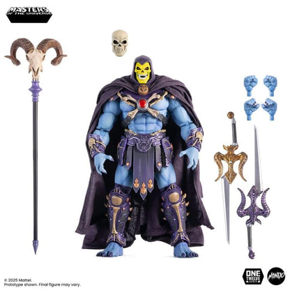 Skeletor MOTU 200X Mondo 1/12 Scale Figure — Box Art Close-Up Purple Window Box Side Panel