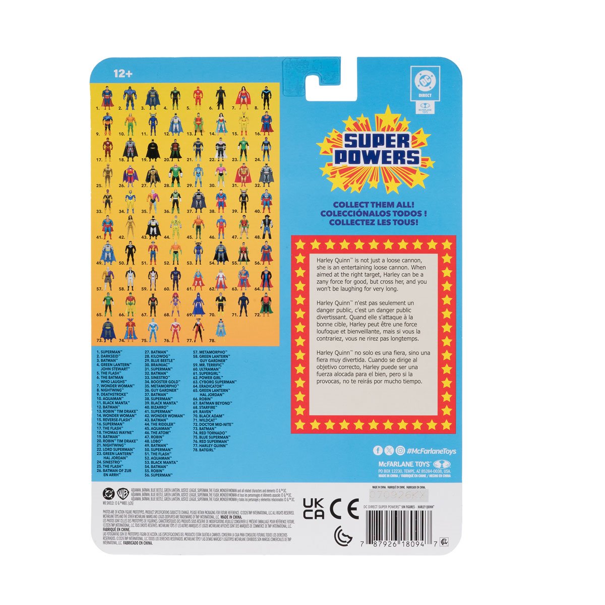 Harley Quinn DC Super Powers 4.5-Inch Figure — Card Back with Collect Them All Checklist