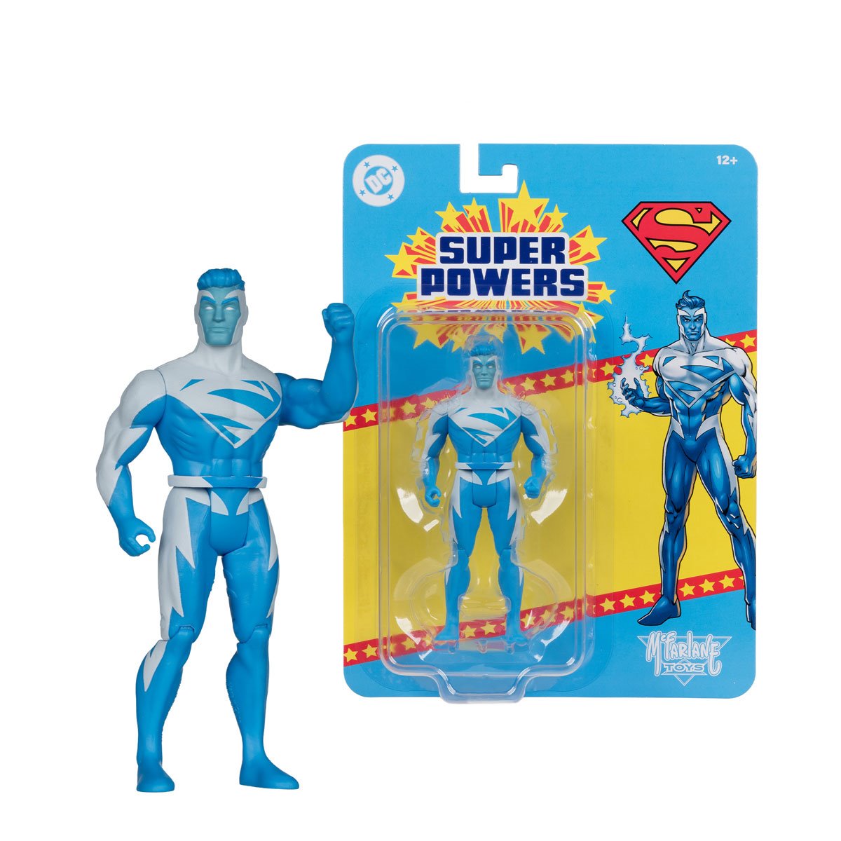 Superman Blue DC Super Powers 4.5-Inch Figure — Figure with Blister Card Package Front Second Angle