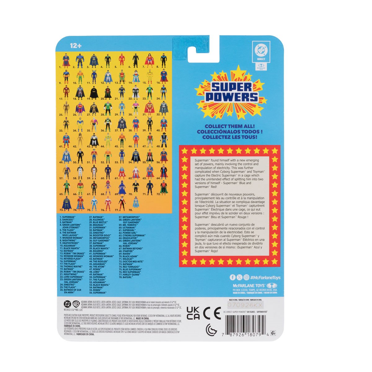 Superman Red DC Super Powers 4.5-Inch Figure — Card Back Second Print