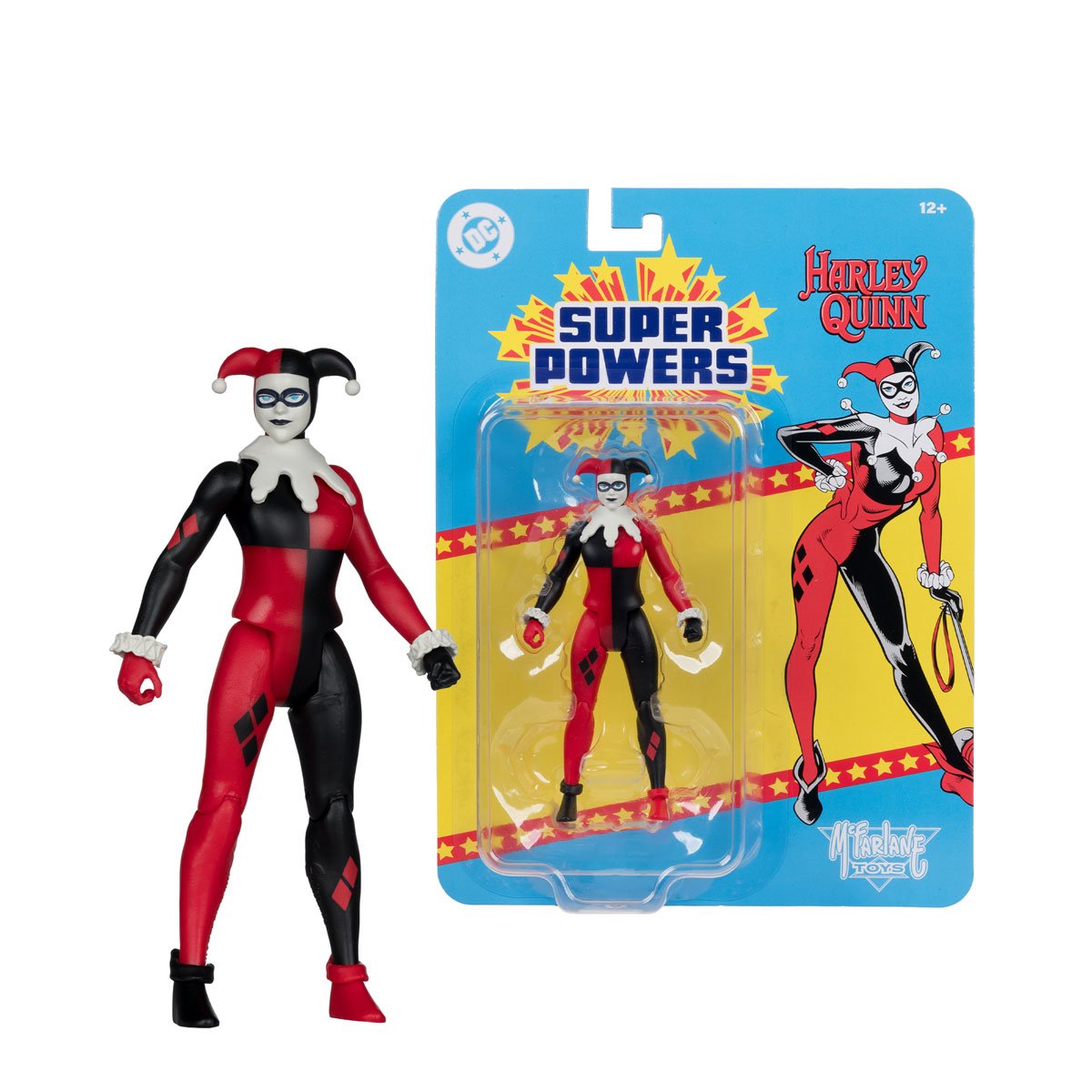Harley Quinn DC Super Powers 4.5-Inch Figure — Figure with Blister Card Package Front Second Angle