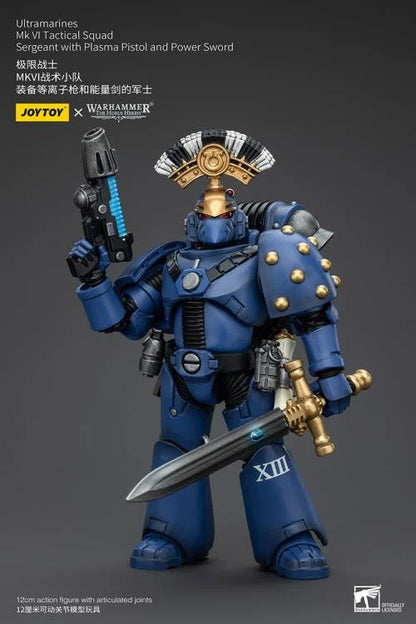 MKVI Tactical Squad Sergeant with Plasma Pistol and Power Sword Warhammer: The Horus Heresy Ultramarines 1/18 Scale Action Figure